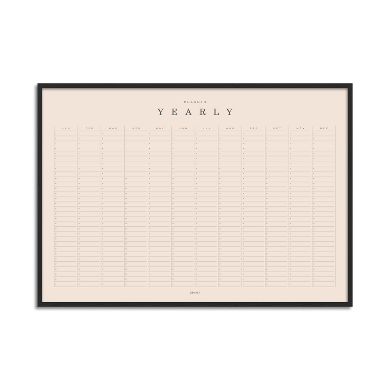Plakat med Yearly Planner / Årsoversigt fra Gehalt