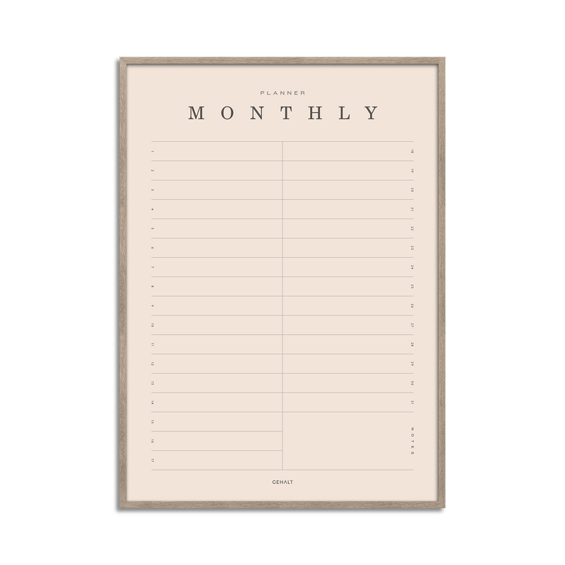 Plakat med Monthly planner fra Gehalt