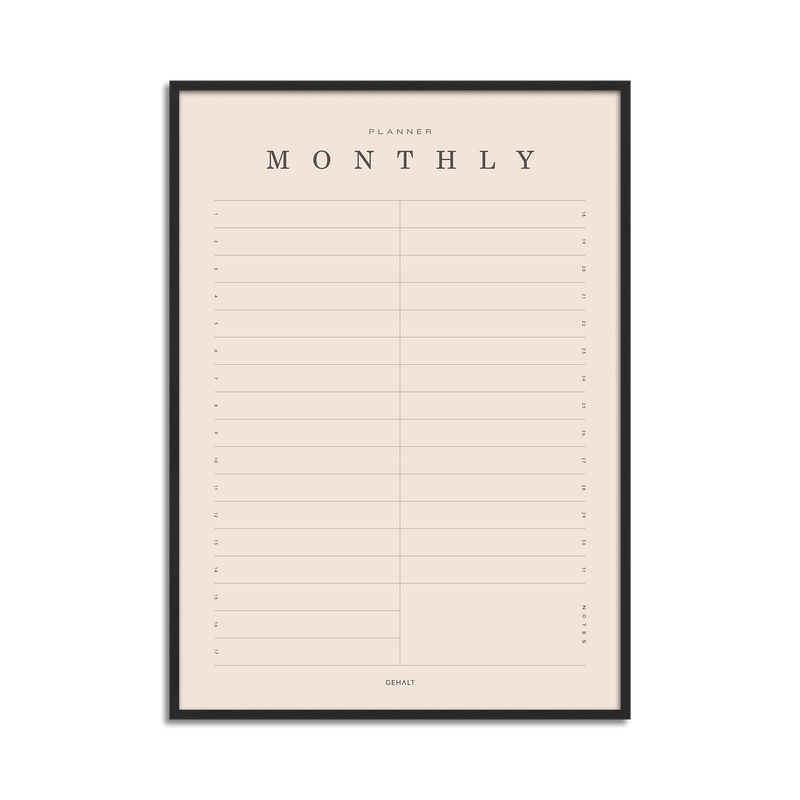 Plakat med Monthly planner fra Gehalt