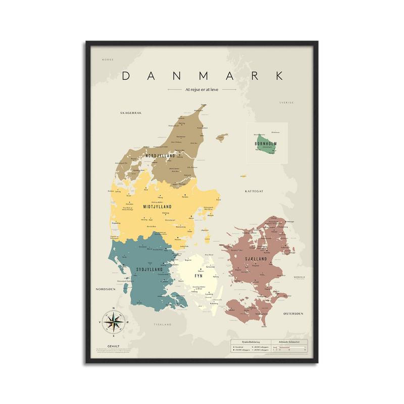 Plakat med Danmarkskort fra Gehalt