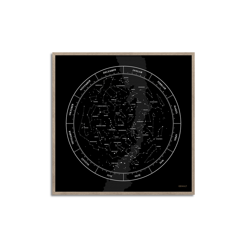 Plakat med den nordlige halvkugles stjernebilleder fra Gehalt
